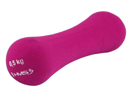 HMS Fitness 17025 Kurzhantel aus Gusseisen mit Neoprenbeschichtung 0,5kg violett - 1 Stück